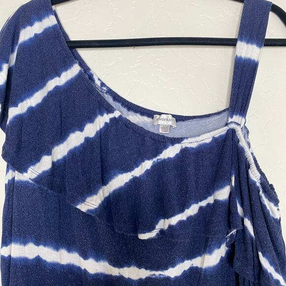 Avenue Blue and White Striped Tie Dye Blouse Size 22 - 24 - Picture 2 of 9